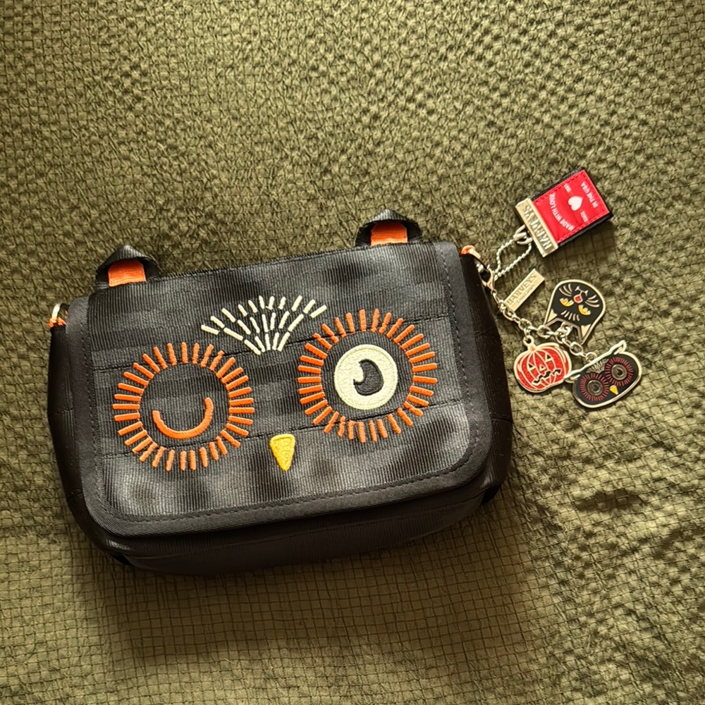 Harvey Black Owl Crossbody Bag